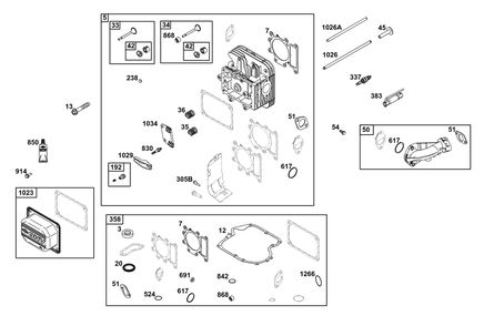 Cylinder Head Group Diagram and Parts List for 31R907-0110-G1 200000 - 399999 Briggs and Stratton Engine